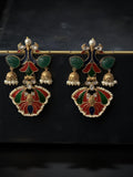 Peacock motif statement Meena earrings