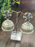 GS jaali design jhumka with stone studs