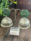 GS jaali design jhumka with stone studs