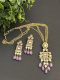 Polki pendant on golden chain