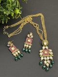 Polki pendant on golden chain