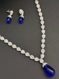 Stunning CZ necklace with small tear drop Pota stone pendant