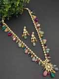 Beautiful kundan long necklace with multi colored beads