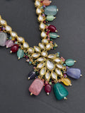 Beautiful kundan long necklace with multi colored beads