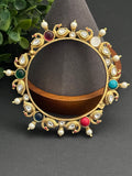 Copper finish amrapali inspired openable bangle with peacock motif