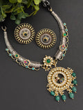 Dual tone GS hasli with stunning Pachi pendant and studs earrings