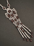 Victorian finish long CZ necklace with pota stones
