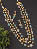 3 layers metal beads and pearl necklace