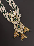 CZ kundan multi layer chandnbali pendant on seeds pearls