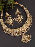 Beautiful jadua necklace set with pearls inlay work