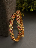 Dainty temple bangle pair in leaf motif