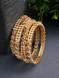 Set os 4 delicate temple bangles with pearls