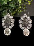 Victorian CZ earrings with carved stone and baroque pearl