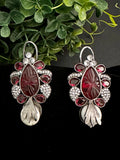 Victorian CZ earrings with carved stone and baroque pearl