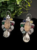 Victorian CZ earrings with carved stone and baroque pearl