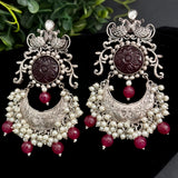 92.5 polished GS earrings with carved stone