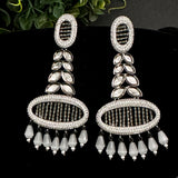 Victorian finished silver foil earrings with CZ and onyx beads piroi