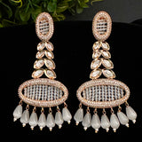 Victorian finished silver foil earrings with CZ and onyx beads piroi