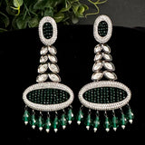 Victorian finished silver foil earrings with CZ and onyx beads piroi