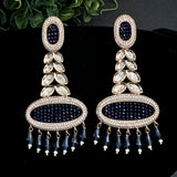 Victorian finished silver foil earrings with CZ and onyx beads piroi