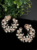 Crescent shaped CZ studs embellished with pearls