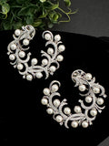 Crescent shaped CZ studs embellished with pearls