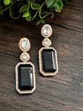 Rectangular Doublet earring with silver foil accents