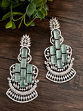 Statement CZ earrings in silver finish