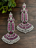 Statement CZ earrings in silver finish