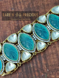 Carved stone with uncut kundan CZ choker