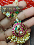 Jadau kundan pendant on pearl chain