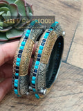 Scallop design dual tone GS bangles