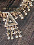 Matt gold chain necklace with stunning triangular pendant