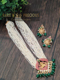 Stunning jadau kundan lakshmi pendant set in seed pearls strings