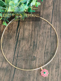 Thin pipe hasli with flower design jadau kundan pendant