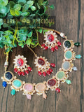 Beautiful necklace set with different carved stones