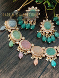Beautiful necklace set with different carved stones