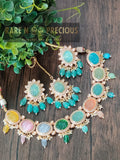 Beautiful necklace set with different carved stones