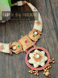 Faux ivory thick hasli with revolving faux ivory pendant