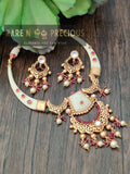 Faux Ivory hasli with chandbali design