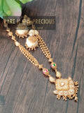 Matt gold long chain with faux ivory pendant