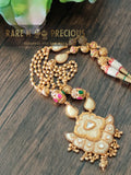 Matt gold long chain with faux ivory pendant