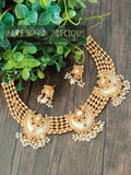 Faux Ivory carved pcs on matar mala neck piece