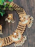 Faux Ivory carved pcs on matar mala neck piece