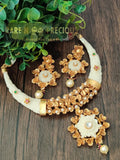Beautifully carved faux ivory hasli with carved flower pendant