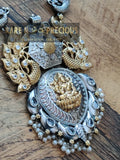 Long GS dual tone with peacock chain with Lakshmi pendant