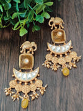 Matt gold set with elephant design and carved stone