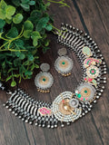 Fusion dual tone silver look alike set with matching earrings