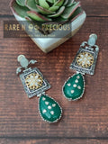 Dual tone copper earring with tear drop hanging