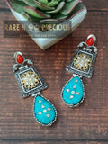 Dual tone copper earring with tear drop hanging